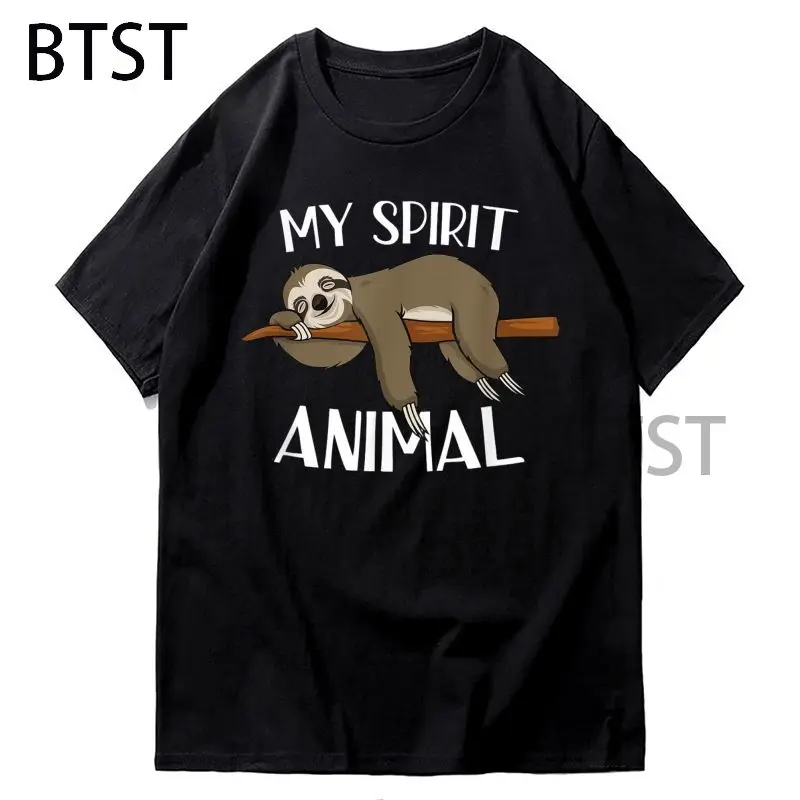 

Футболка Мужская/женская с принтом My Spirit Animal Is A Sloth Street, Милая Черная футболка с винтажным графическим принтом, хлопковая свободная футболка...