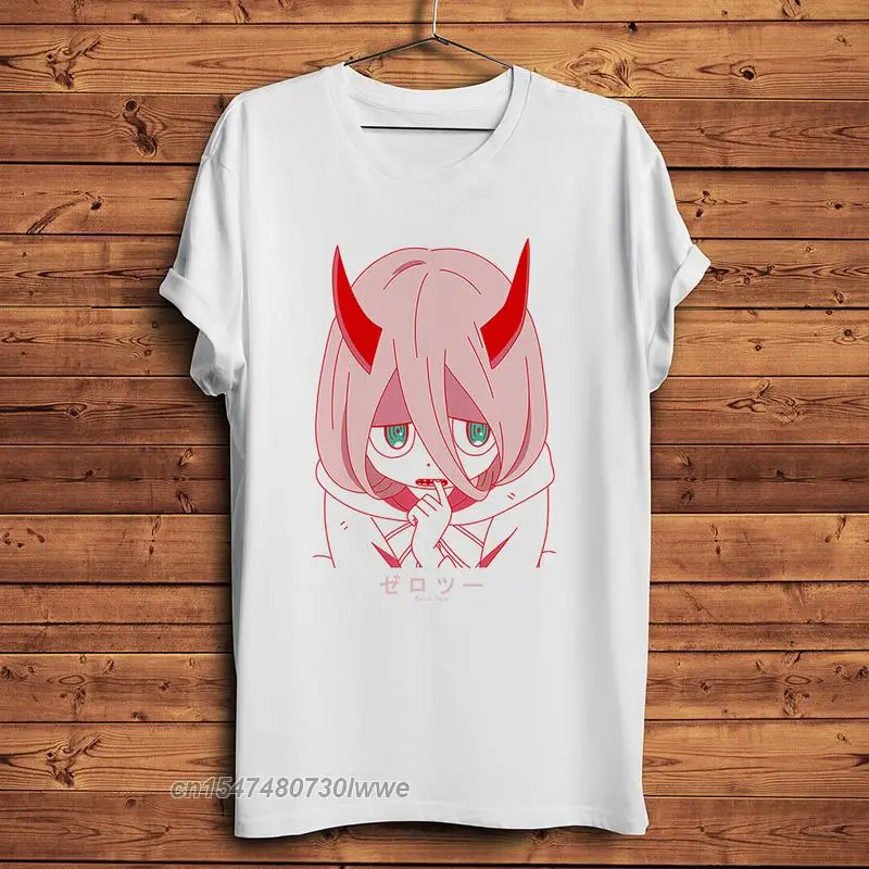 

Kawaii Zero Two 002 Funny Anime Tshirt Men White Casual T Shirt Unisex Manga Darling In The Franxx Streetwear Tee