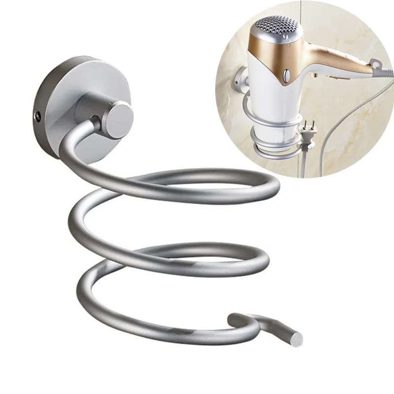 

Aluminum Hair Dryer Holder Wall Mounted Organizer Spiral Stand Holder Rack Bathroom Shelf Storage Bathroom Accessory Wall Shelf