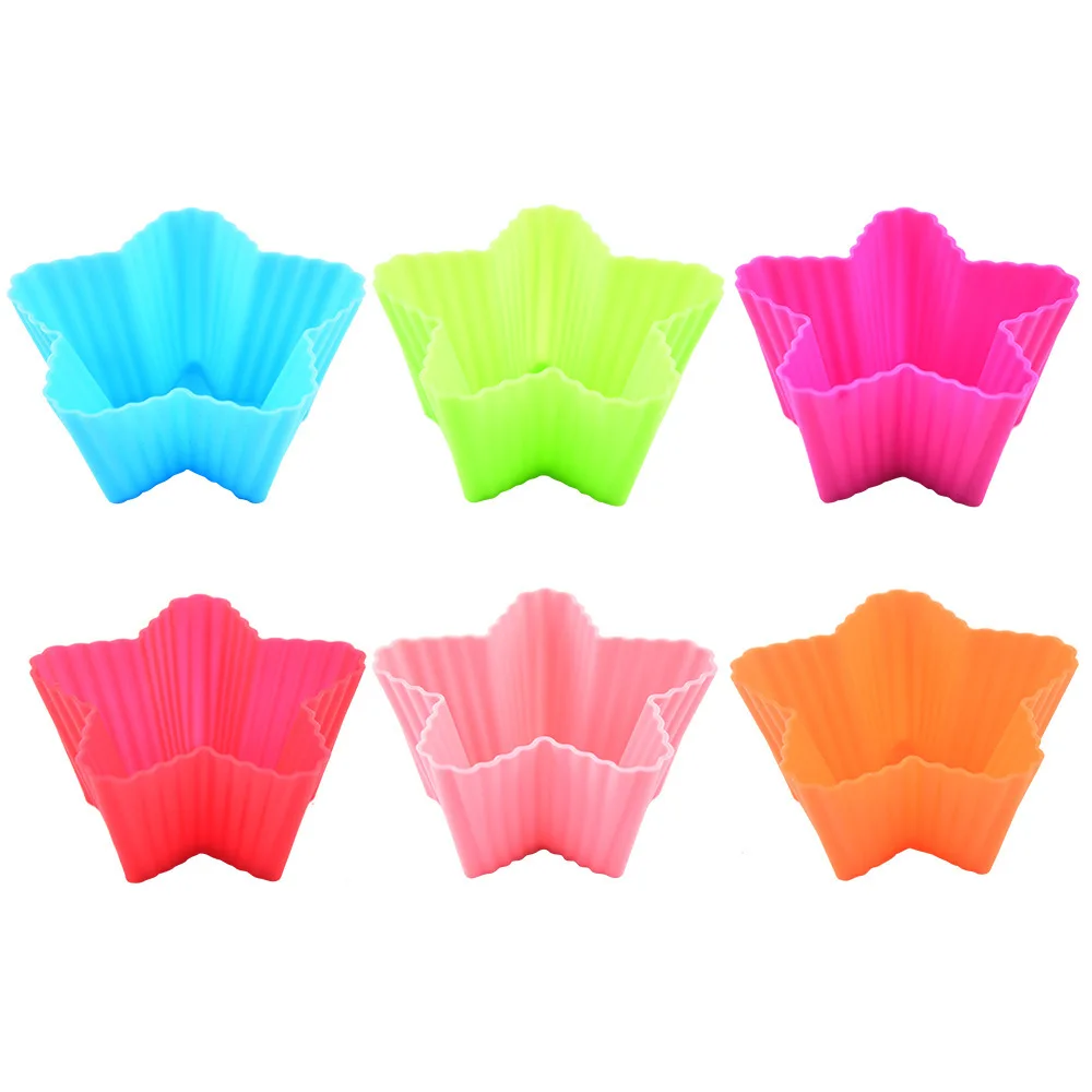 

12Pcs Star Silicone Mold Heart Cupcake Soap Silicone Cake Mold Muffin Baking Mold Tools Bakery Pastry Tools Bakeware Kitchen