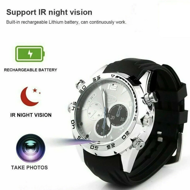 Часы с камерой ночного видения голосовой видеорегистратор фото микрофон аудио