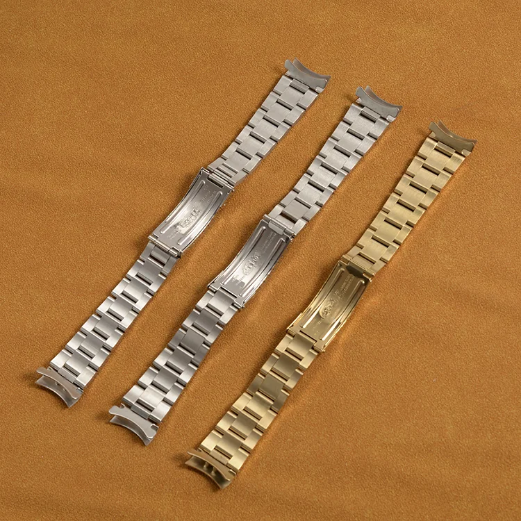 20mm Curved End Oyster Stainless Steel Solid Bracelet Watch Strap For Rolex Watch Band