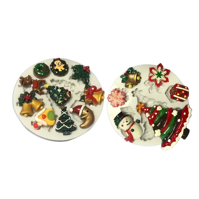 

Рождественский узор для украшения торта из силикагеля, DIY Искусственные Украшения для шоколада, сахара, торта, силиконовая форма