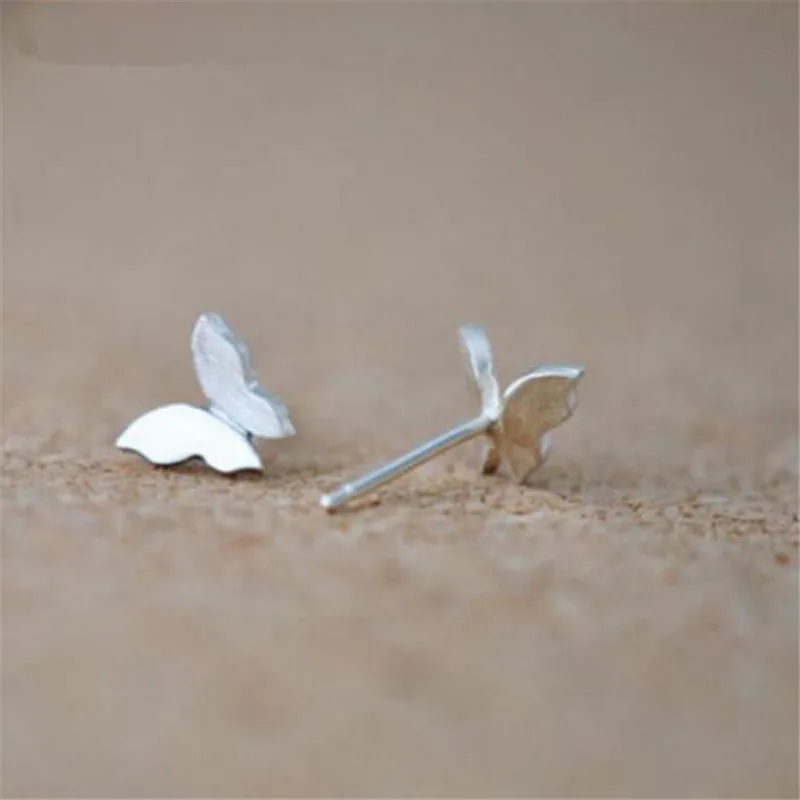 

New Fashion Handmade 925 Sterling Silver Cute Butterfly Stud Earrings For Women Girls Birthday Gift Accessories Jewelry E389