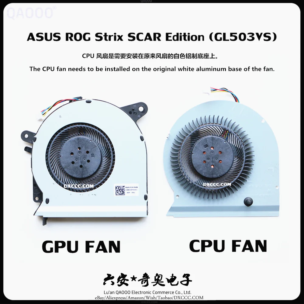 QAOOO ноутбук CPU охлаждающий вентилятор для ASUS ROG Strix GL503VS S5AS CPU & GPU охлаждающий вентилятор