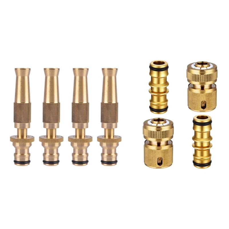 

1 Set Hose Quick Connector Male Hose End Connector Extender & 4 Pcs Spray Straight Connector Spray Nozzle