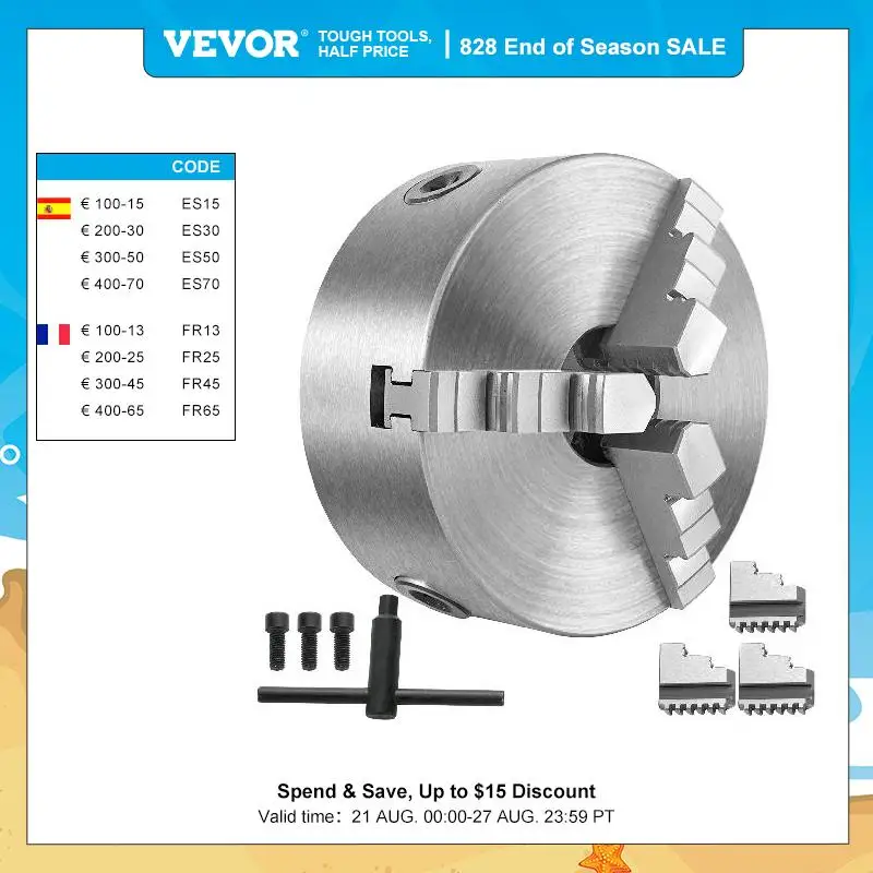 VEVOR Токарный патрон K12 K72 4 челюсти K11 3 челюсти ручной самоцентрирующийся независимый реверсивный для шлифовального фрезерного сверлильного станка