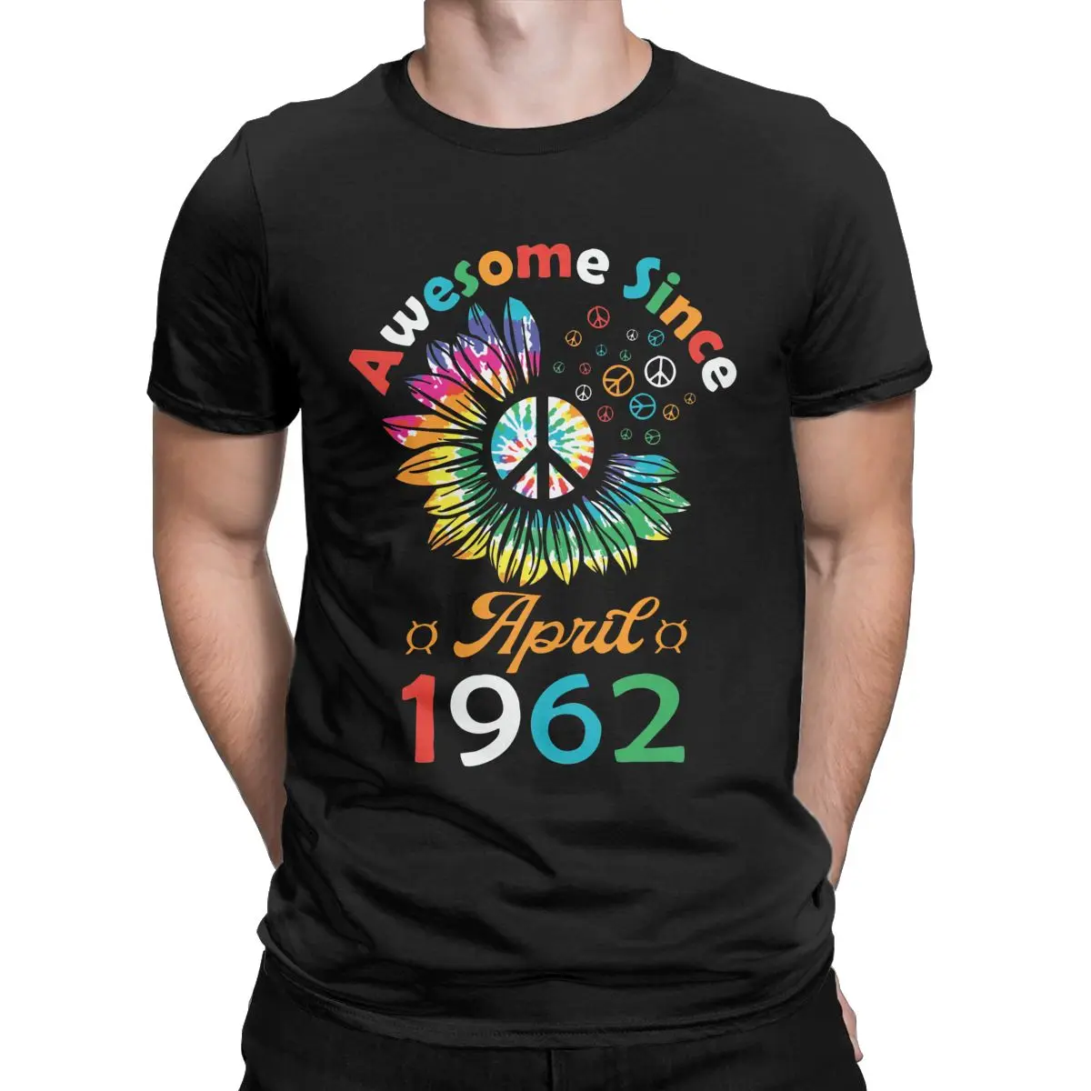 

Funny Birthday Quote, Awesome Since April 1962, Men's shirt 100% Cotton Creative Round Neck Tee Shirt Short Sleeve T-Shirts