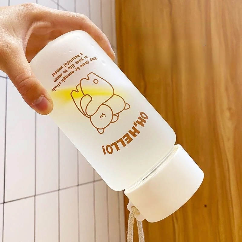 Прозрачные бутылки для воды с милым медведем 450 мл без БФА матовая бутылка