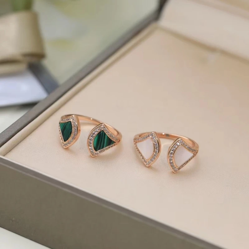 

Женское кольцо с двойным веером, покрытое серебром 925 пробы