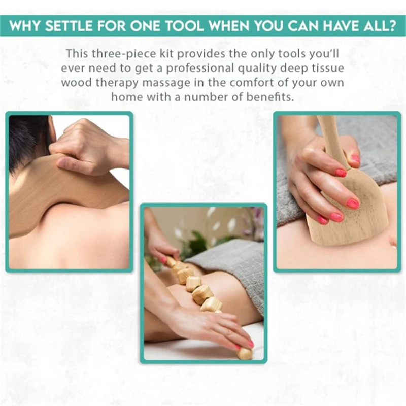 Деревянный лимфатический дренажный инструмент набор из 5 деревянных роликов для