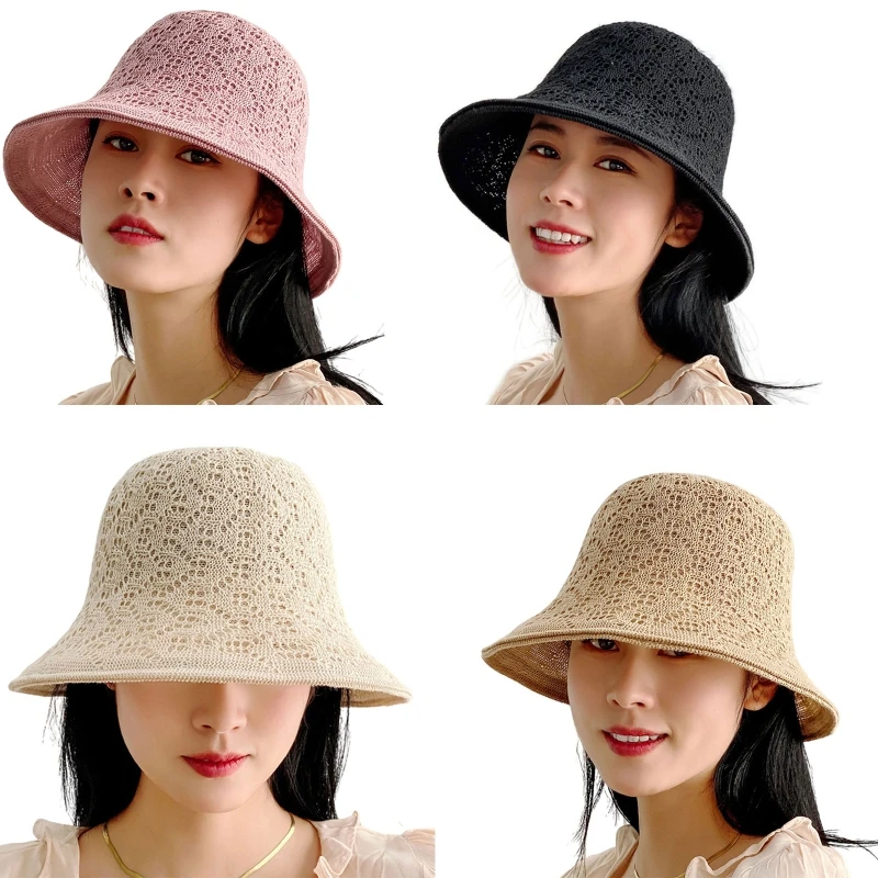 

HXBA Multi Colors Summer Beach Hat Women Hollow Sun Hat Stylish Fisherman Hat All-match for Daily Street Strolling