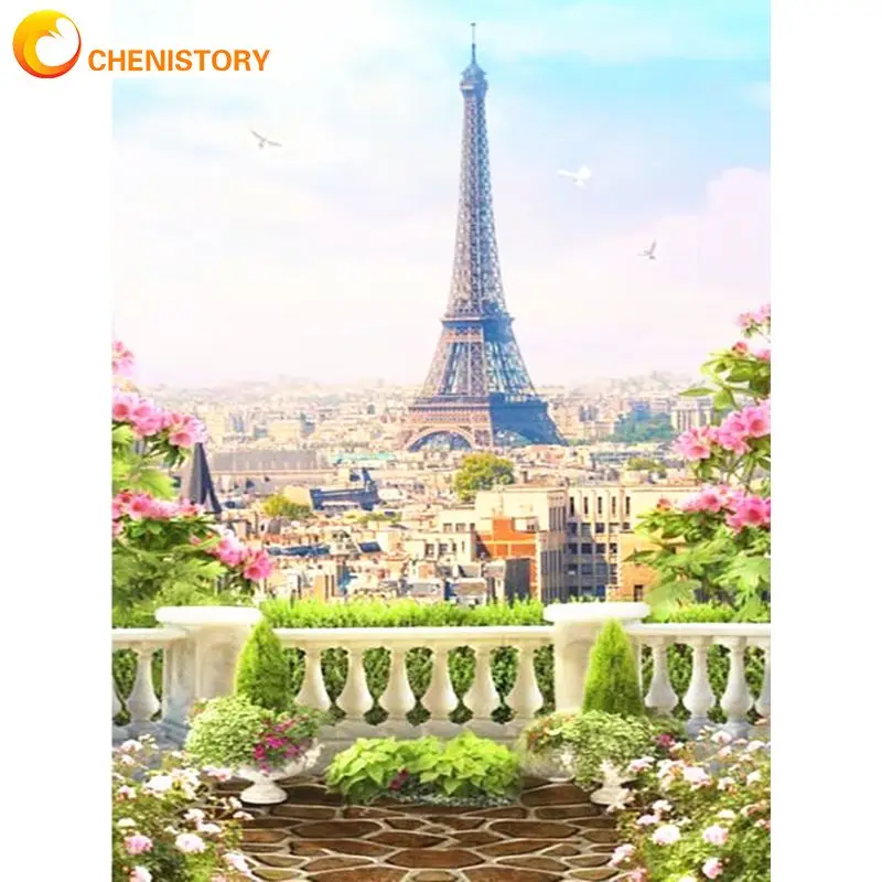 

CHENISTORY Diamond Painting Mosaic Paris Tower Scenery 5D Full Drill Diamond Embroidery City Landscape Handicraft Decoration For