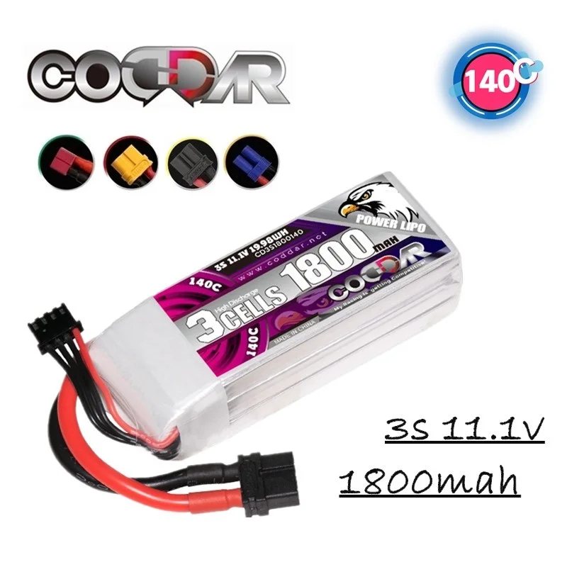 

CODDAR 3S LiPo Battery 11.1V 1800mah 140C with XT30 XT60 Connector for RC Car truck RC Airplane UAV FPV Drone 11.1V Battery