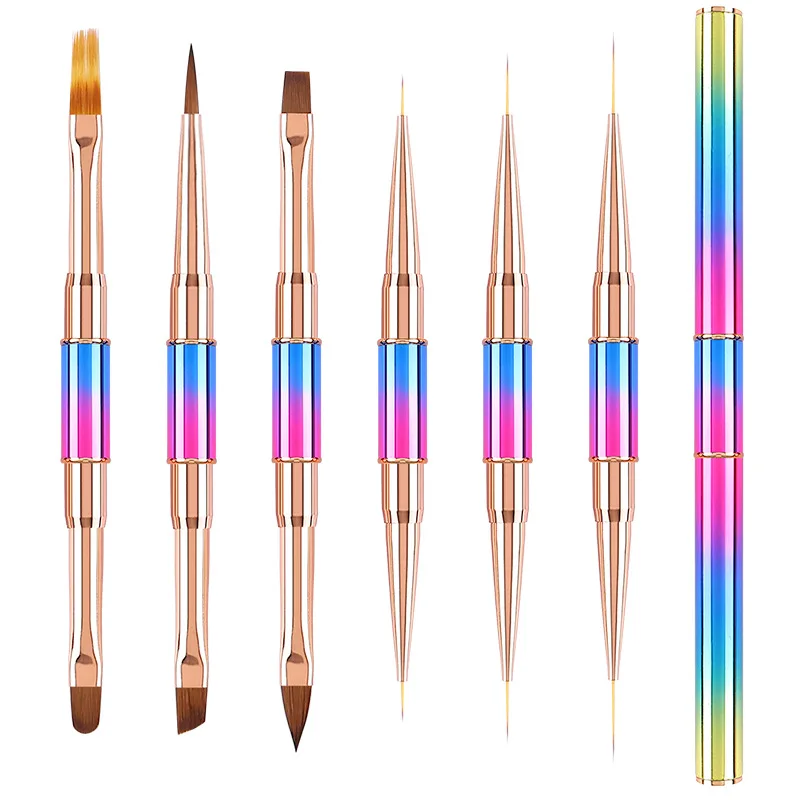 

Metal Gradient Double head Nail Art UV Gel Extension Brushes Painting Tools French Stripe Drawing Liner Pen Manicure Accessoires
