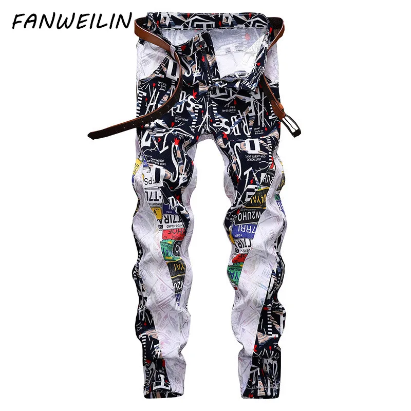 

Jeans For Men 2023 New Fashion Black White Patchwork Jeans Men's Harajuku Denim Pants Letter Print Jean Homme Pntalones Hombre