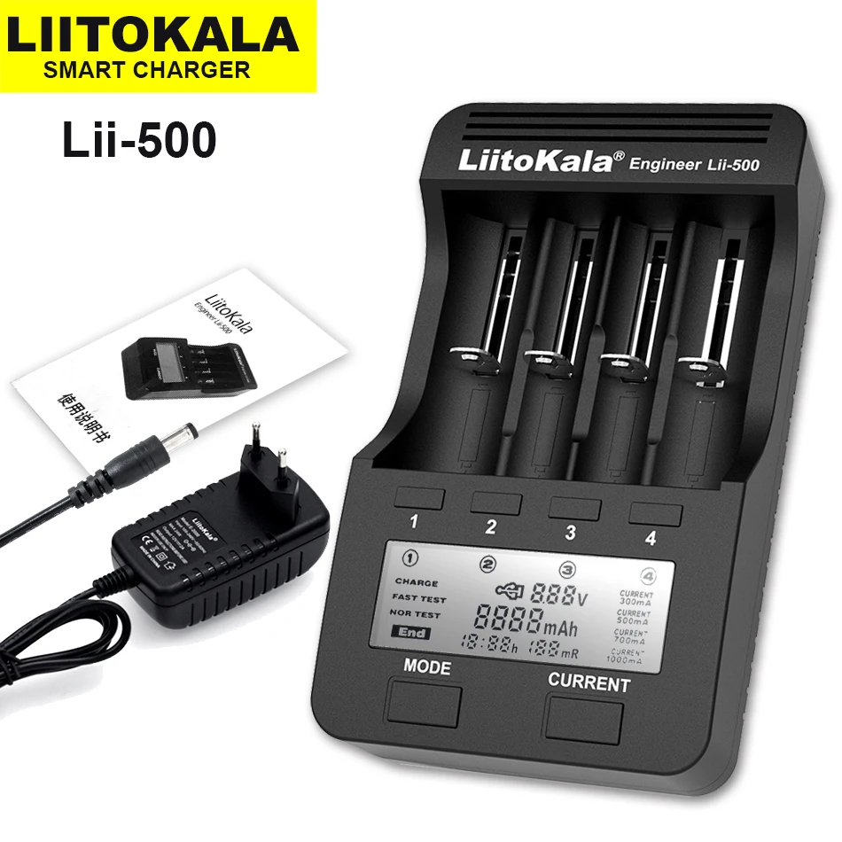 

Liitokala lii-500 Lii-300 Lii-PD4 Lii-S1 Battery Charger 18650 For 26650 18500 21700 3.7V Li-ion and NiMH1.2V AA AAA Battery