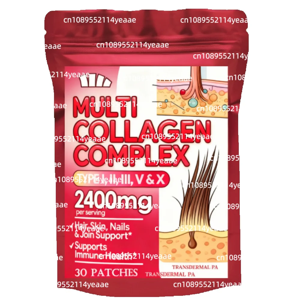Фото 30 патчей Multi Collagen Plus Transdermal Plasters с биотином, витамином С для волос, кожи, суставов и поддержки роста костей №1