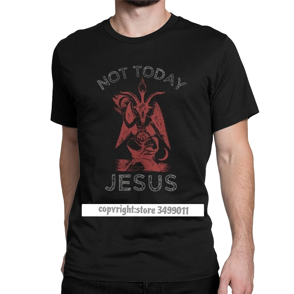 

Men's Not Today Jesus Tee Shirt Satan Sigil Of Baphomet T Shirt Cotton Funny Graphic Death Printed Tops T Shirt Harajuku Hip Hop