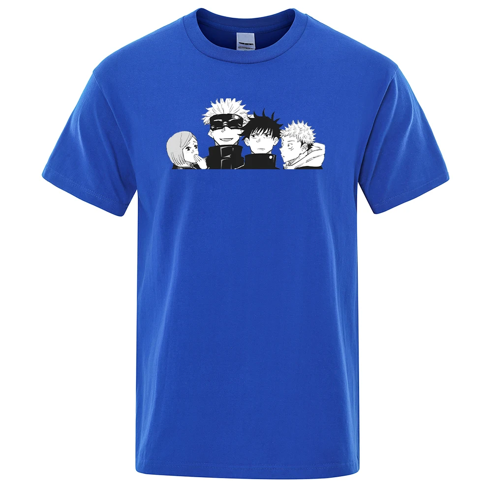 Футболки с принтом Jujutsu Kaisen аниме Satoru Gojou мужские повседневные дышащие футболки