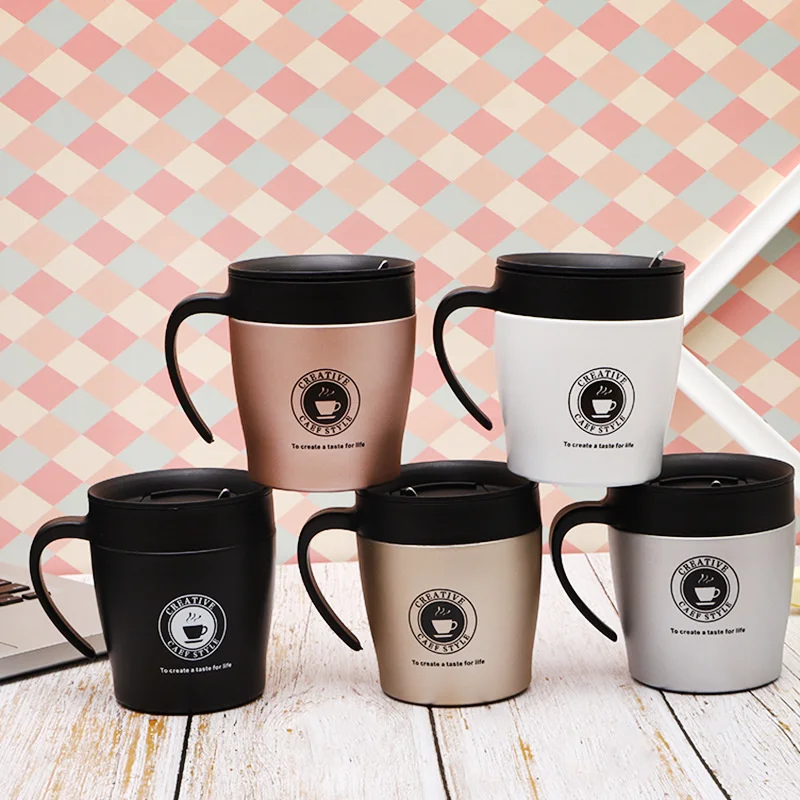 

Новинка, термос 350 мл из нержавеющей стали 304, ручка для чашки с крышкой и ложкой, Офисная чашка для чая и кофе, семейная чашка