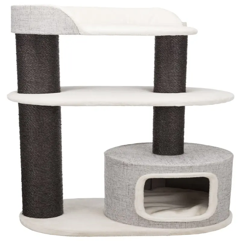 

Cara Cat Tower Condo XXL, Gray, Scratching Posts, Two Platforms, Padded Back Rest, Removable Cushion For Cats Kitten Furniture H