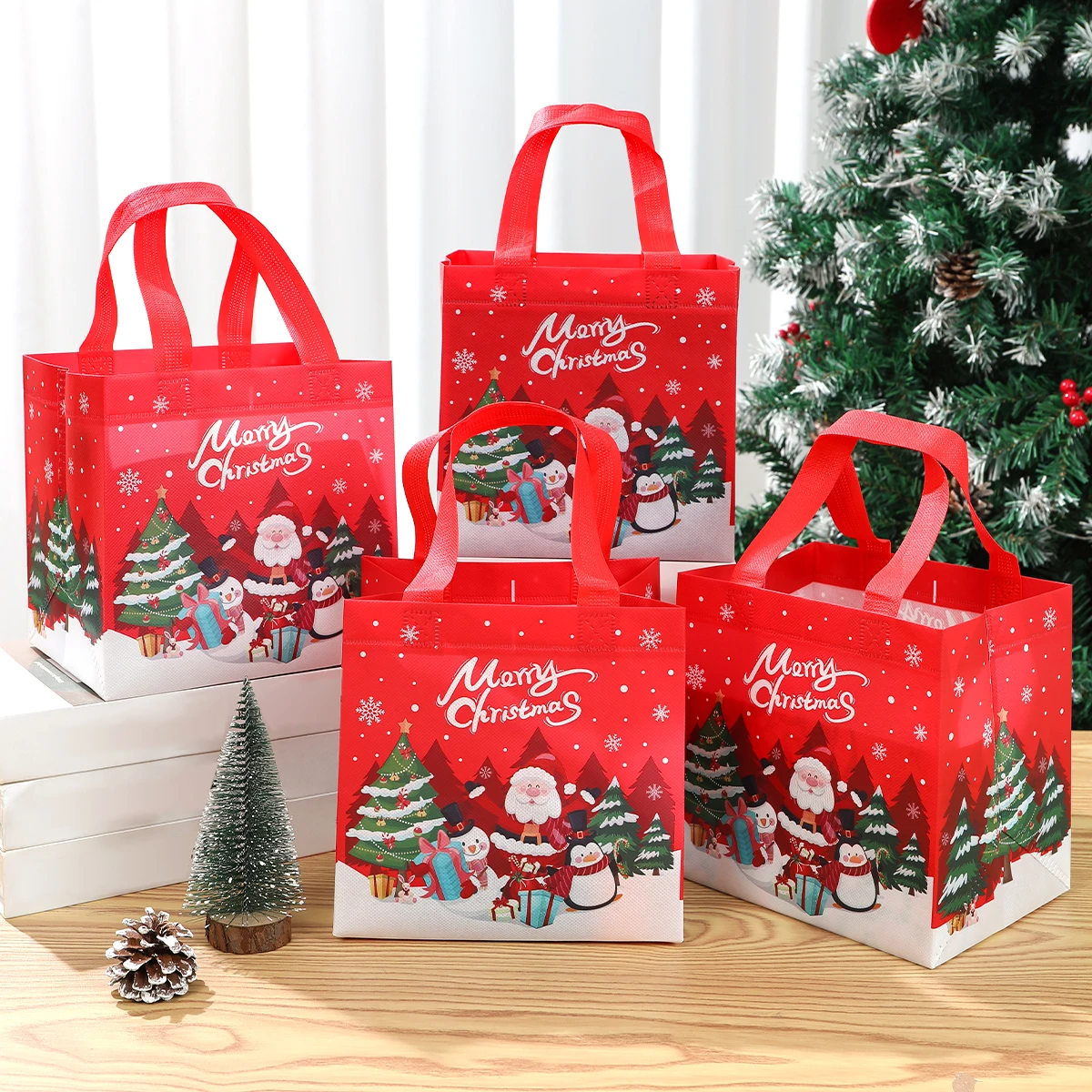 Christmas Gift Bags Non-woven HandBags Merry Decoration 2024 For Home Navidad Natal Xmas Packing New Year 2025