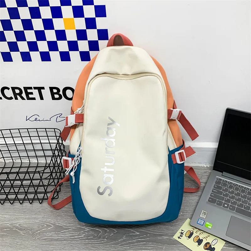 

Dropshipping female school bag for boys ins primary school children girls teenager contrast backpack college students backpacks