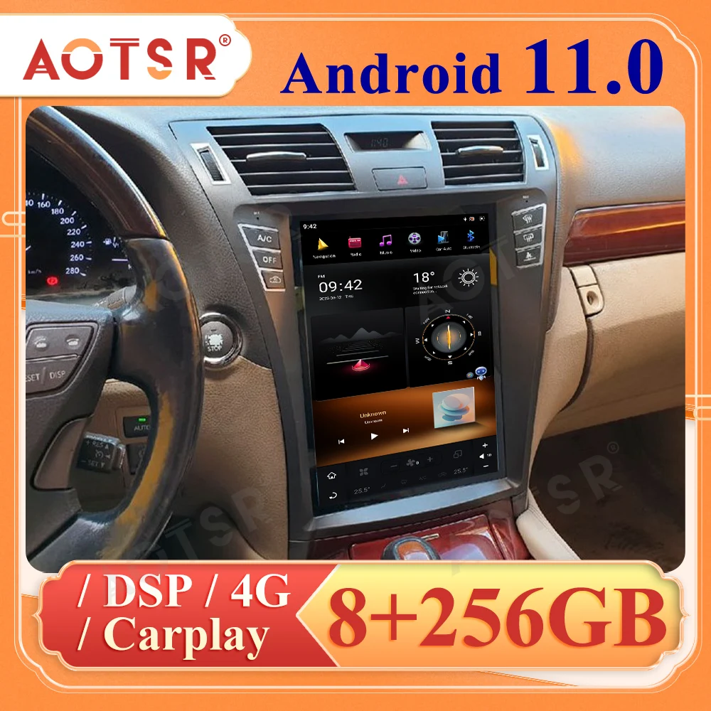 Radio Multimedia con GPS para coche, reproductor con pantalla táctil Tesla, Android 11, DVD, Navi, para LEXUS LS460, 2006-2012