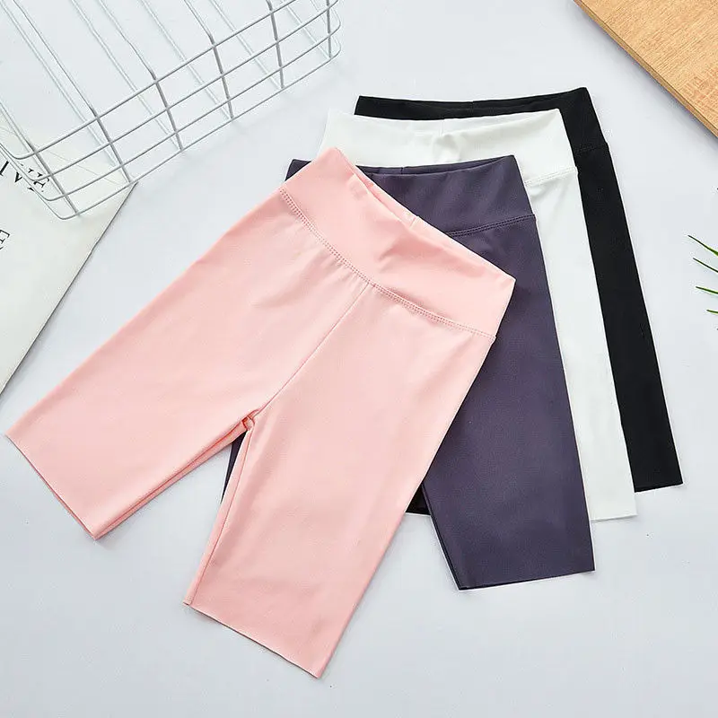 Girls Five-Point Shorts Summer Children High Waist Elastic Slim Sports Pants Baby Girl Leggings Kids Comfy Workout Yoga Pants