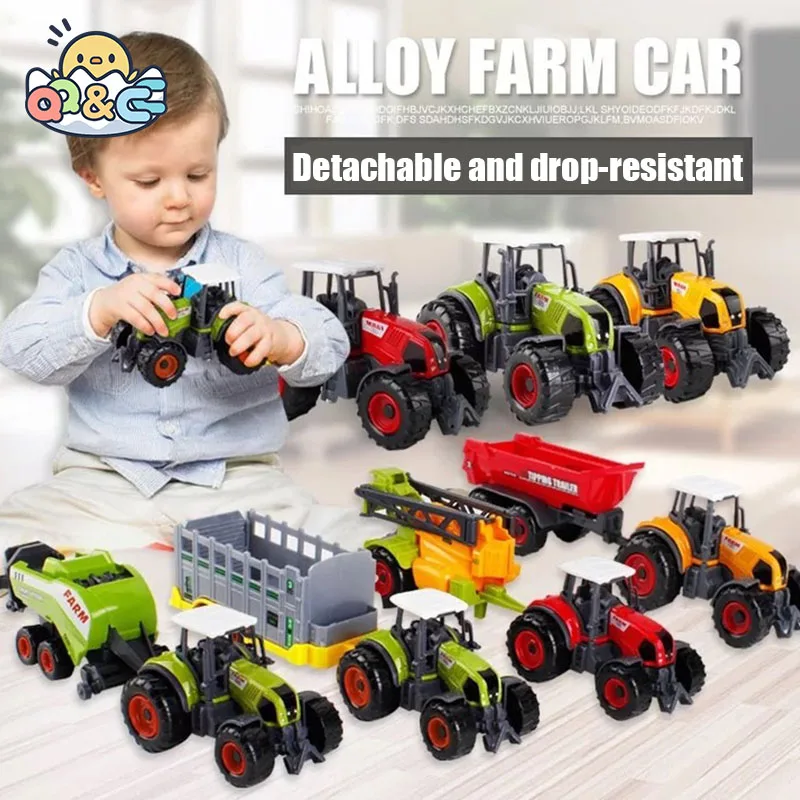 

Children's Farmer Inertia Car Alloy Behicle Tractor Harvester Models Cars Trucks DIY Detachable Toys for Boys Gifts