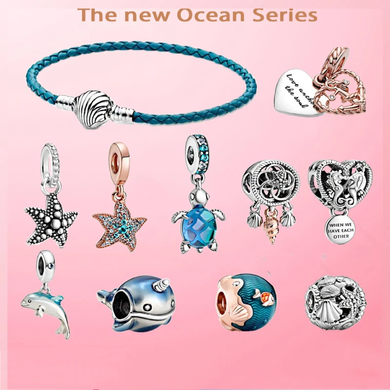 

Special The new Ocean Series 925 Sterling Silver fit Original Bracelets Beads whale shells Star Jewelry