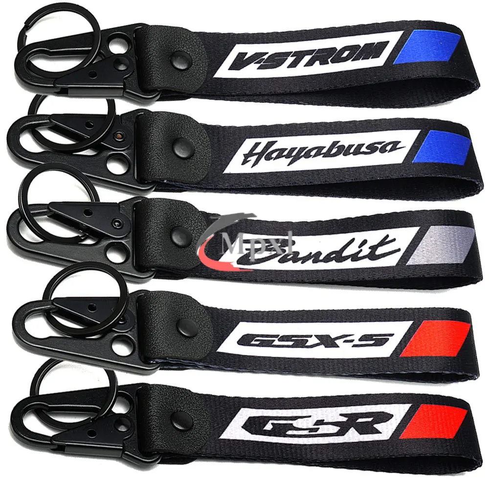 

For Suzuki Vstrom 650 1000 dl GSXS GSR 750 1000 600 400 HAYABUSA Bandit 150 400 1200 1250 1250S GSF Embroidery Keychain Key Ring