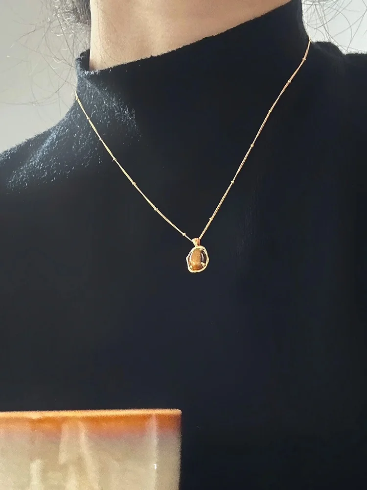 Ожерелье с подвеской из натурального камня Тигровый глаз аксессуары для женщин