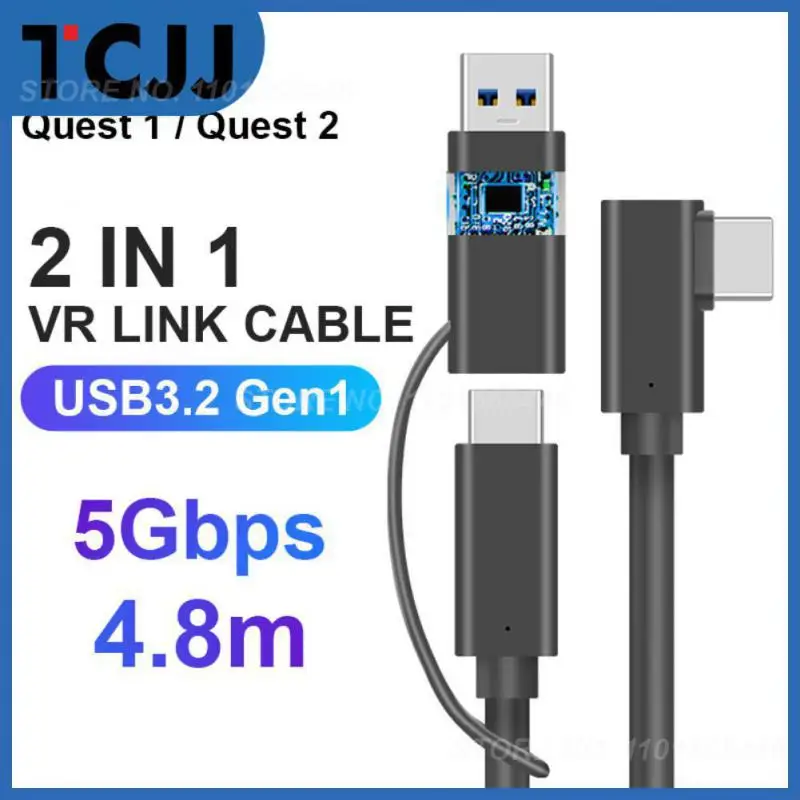 

2 In 1 Data Transmission Charging Cable Type C To Usb A Vr Cable Charging Vr Cable Vr Headset Accessories Black Usb 3.0 5m 5gbps