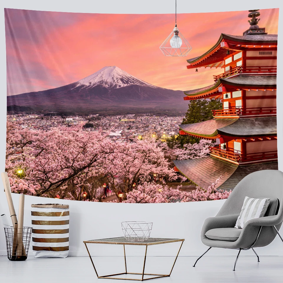 

Home Decor Japanese Mount Fuji Tapestry Bohemian Decor Travel Mattress Yoga Mat Hippie Sofa Blanket Yoga Mat tapiz tapiz