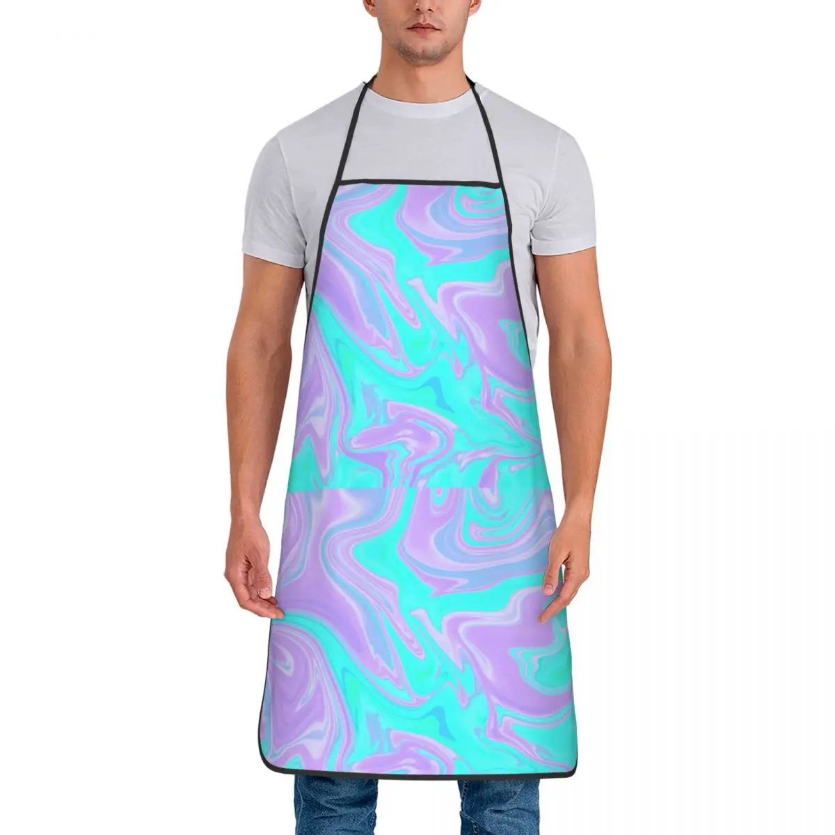 Cerulean Lilac Polyester Apron Tie Dye 52*72cm Kitchen Baking Bib Tablier Restaurant Pinafore for Men Women Chef