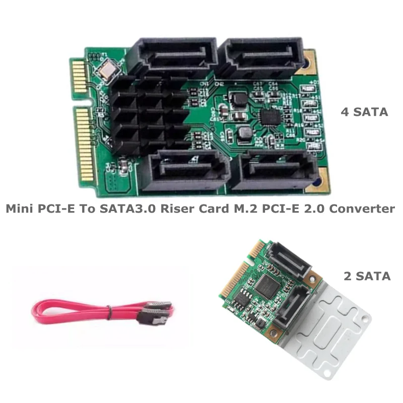 Фото Карта расширения Mini PCI-E к SATA3.0 Конвертер M.2 PCI-E 2.0 B+M Key Карта расширения 2/4 SATA 3.0 SSD Карта адаптера №1