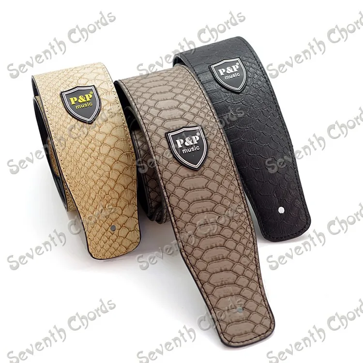 

Snakeskin Style Strap for Classic Acoustic Electric Bass Guitar - Adjustable Length 125cm-145cm - 5 Colors for choose