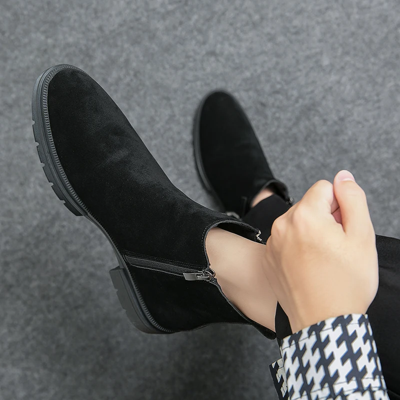 Ботинки Челси мужские из коровьей замши модные деловые сандалии без застежки