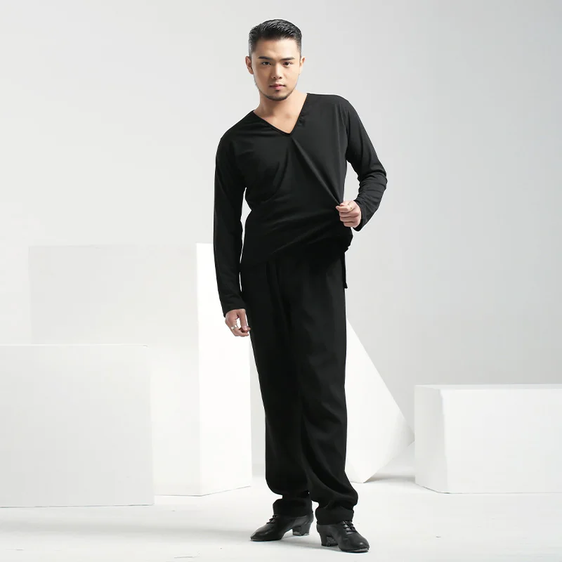 Мужские топы для латиноамериканских танцев 2022 тренировочная одежда с V-образным