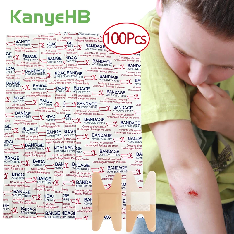 

100Pcs Waterproof Band-Aids Adhesive Bandages First Aid Medical Supplies Anti-Bacteria Wound Plaster Travel Emergency Kits A1356