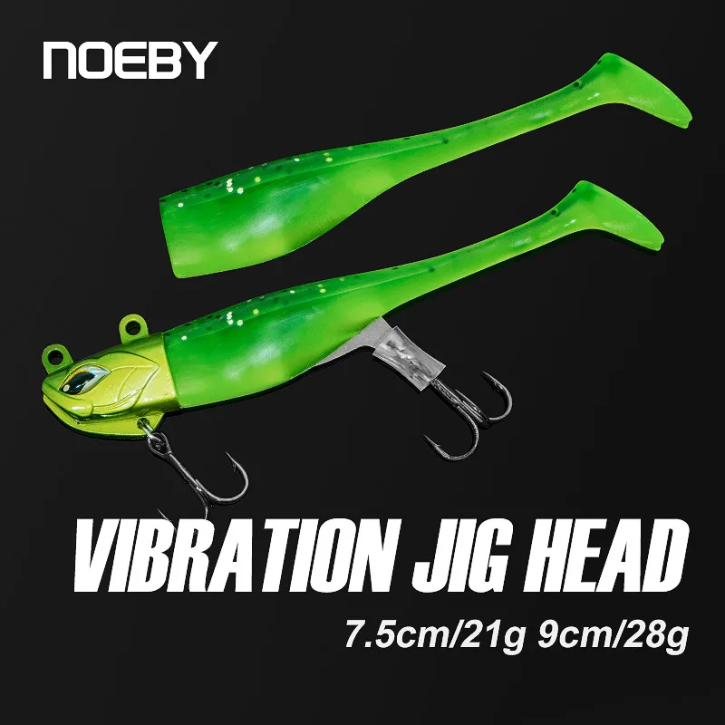 

Noeby Vibration Jig Head Soft Lure Shad Set 7.5cm 21g 9cm 28g Lure Body Long Casting T Tail Jig Head Hook Seabass Flatfish Bait