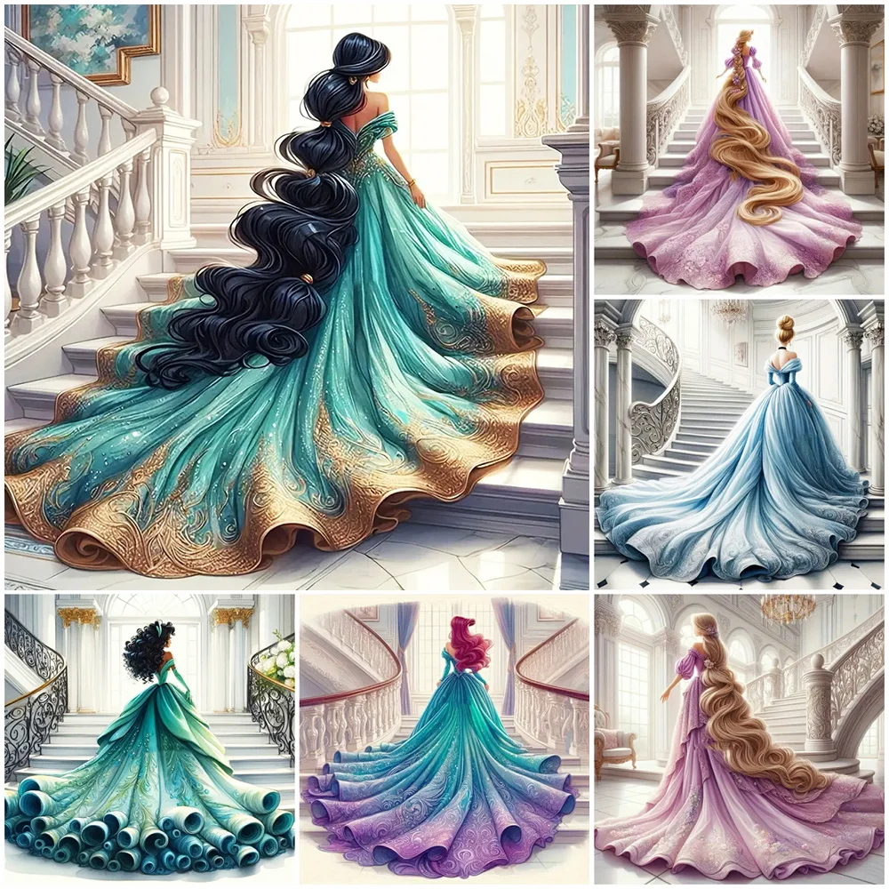 Набор Алмазной Живописи Принцессы Диснея Жасмин Золушка Полная Дрель Мозаика Со