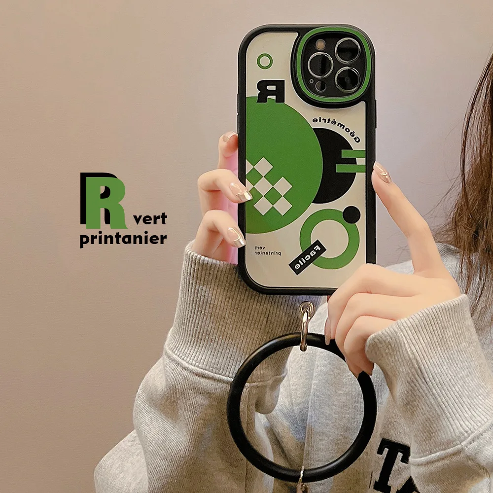 

Retro Geometry Round Silicone Ring Phone Case For iPhone 11 12 13 Pro Xs Max Xr X 7 8 Puls SE 2 Shockproof Cover Coque