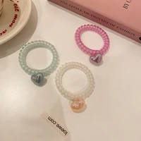 3pcslot women candy color telephone cord girls fashion heart hair tie rubber band ladies plastic scrunchies holder rope jewelry