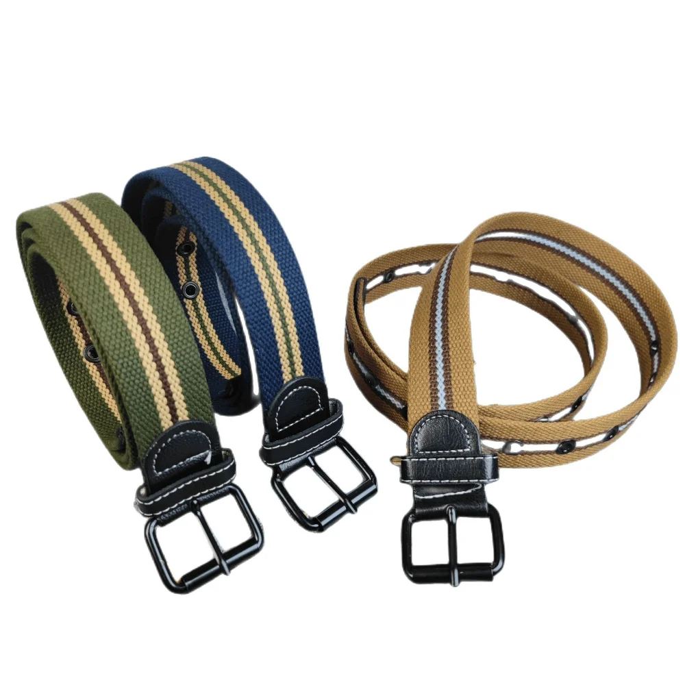 

115cm Sturdy Canvas Belts Metal Rivet Holes Versatile Waistbands Fashion Canvas Belts Jeans Men Trousers Accessories Cool Styles