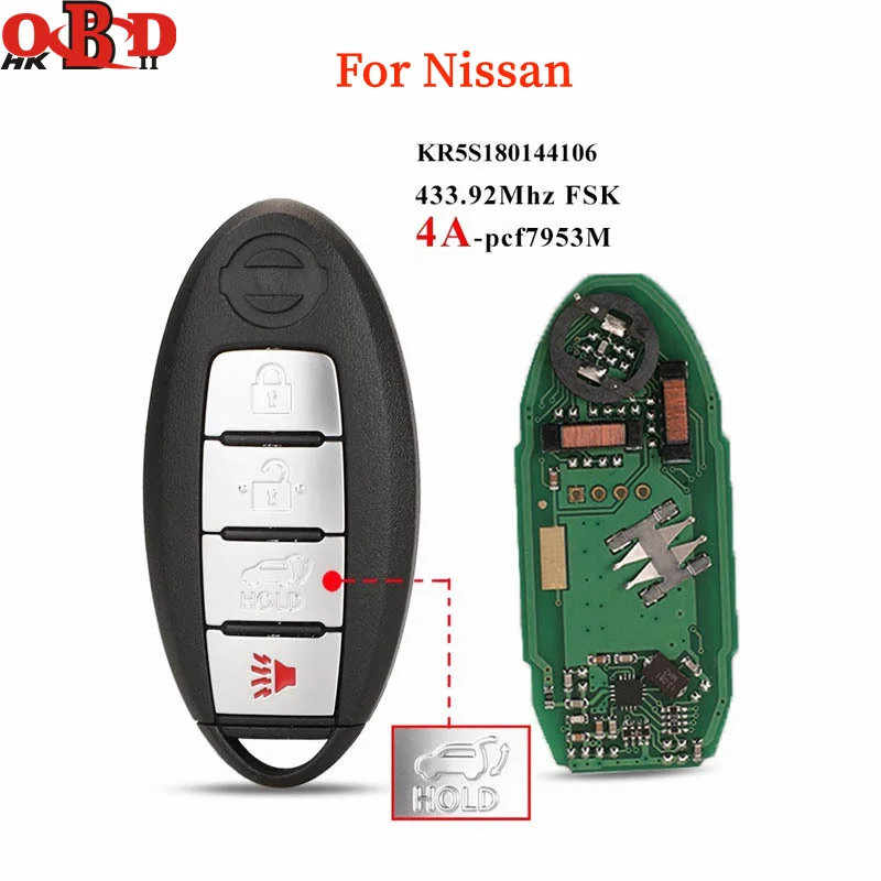 Подходит для 2014 Ni-ssan Qijun Rogue Smart Car Key Card S180144106 433 МГц 4A Chip X-Trail KR5S180144106 4A-PCF7953M - купить