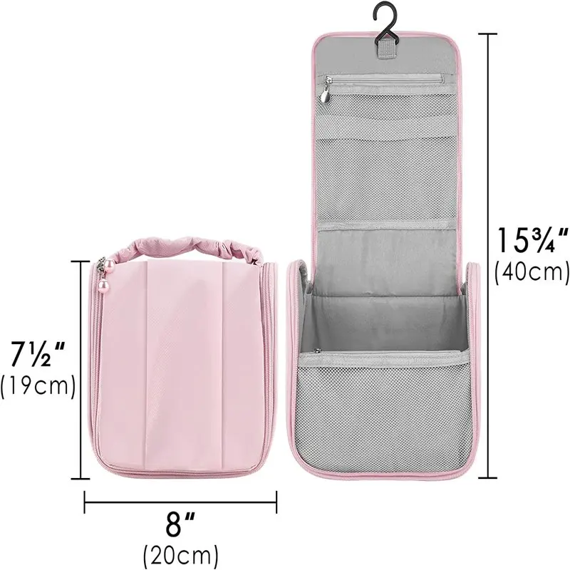 Toiletry Bag with Hanging Hook, Portable Cosmetic Travel Bag for Women, Waterproof Makeup Storage Toiletries Organizer