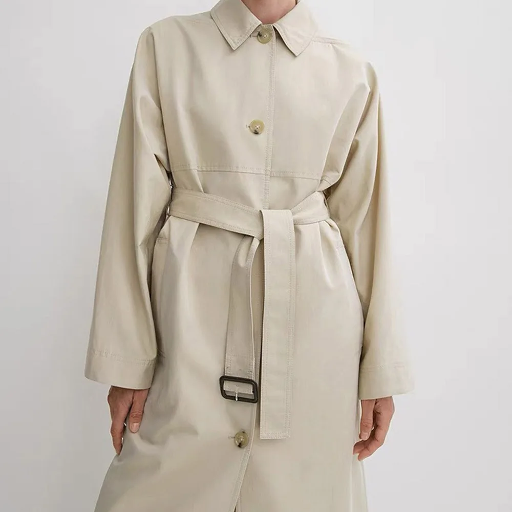 Wczesną jesienią Nowa jednorzędowa wiatrówka z klapami do pasa na co dzień prosta odpinana kurtka paskiem